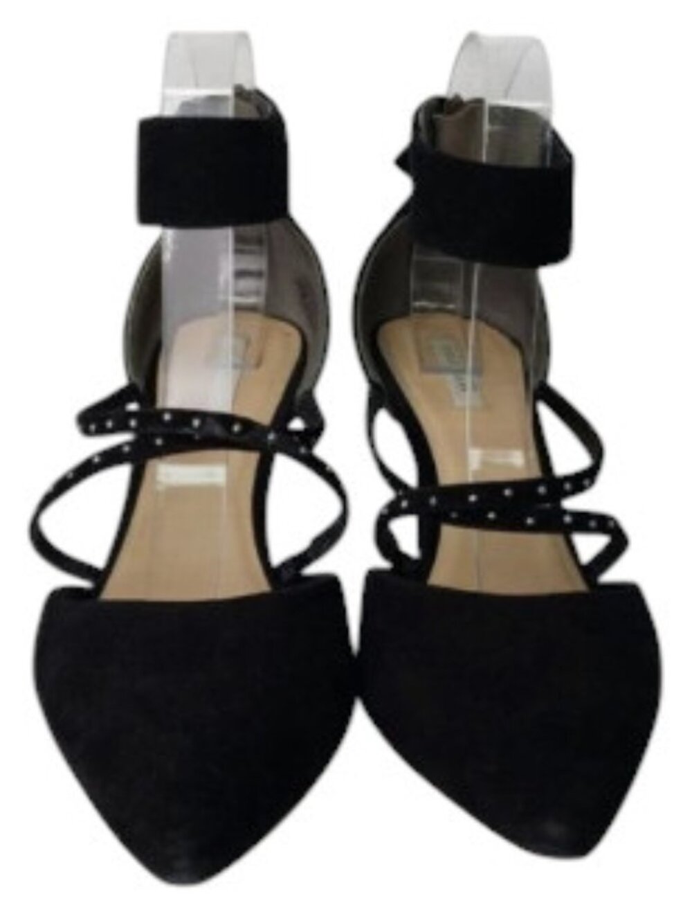 Cole Haan Black Suede Heels Size 10B Ankle Strap Studs Cocktail Wedding